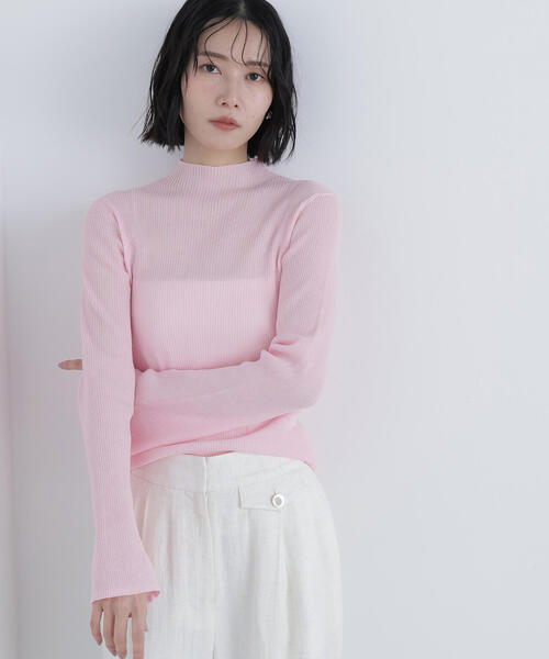 N.（N. Natural Beauty Basic）（エヌエヌナチュラルビューティーベーシック）の「シアーリブニット（ニット/セーター・レディース・ブラック/オフホワイト/ピンク・ﾌﾘ-）」の5枚目の写真