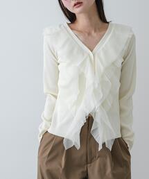 SENSE OF PLACE by URBAN RESEARCH | 『洗濯可』チュールフリルニットカーディガン(カーディガン/ボレロ)