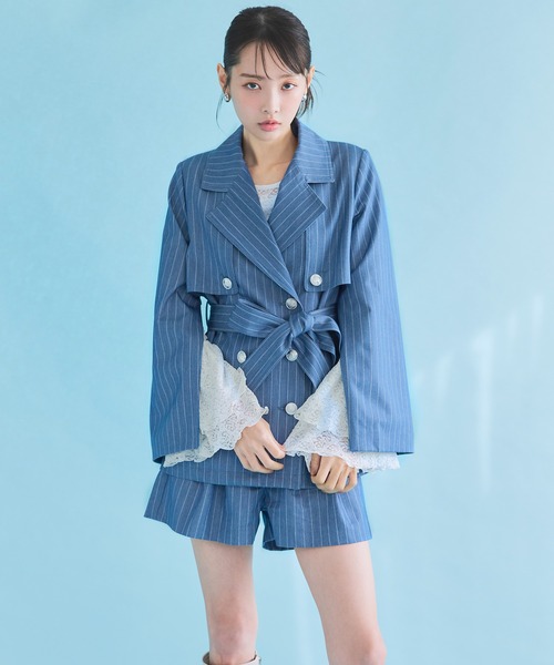 REDYAZEL(レディアゼル)の「【セットアップ可能】ベーシックタックショートパンツ(その他パンツ・レディース・ブルー/ネイビー/ベージュ・FREE)」の1枚目の写真