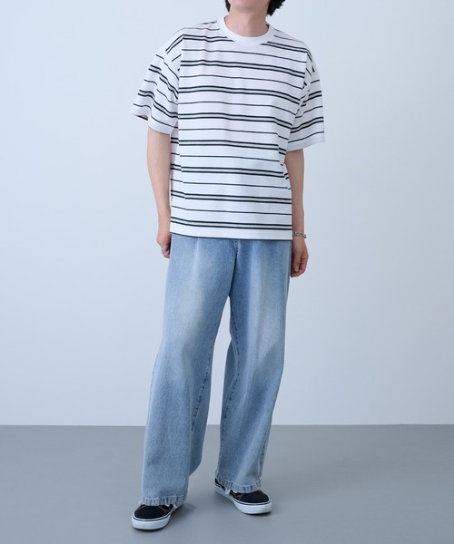 DISCUS(ディスカス)の「【DISCUS】吸汗速乾ボーダーTシャツ イージーケア/ダンボール生地 COOLMAX 6273-8105 MNY(Tシャツ/カットソー・メンズ・ダークグリーン/ホワイト/ベージュ/ホワイト系1・XL/L/M)」の10枚目の写真