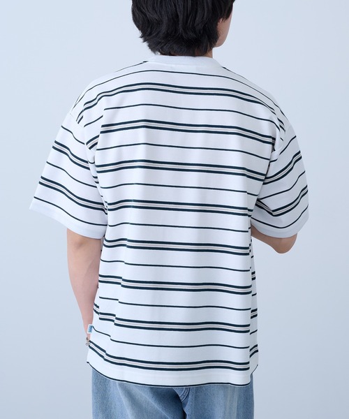 DISCUS(ディスカス)の「【DISCUS】吸汗速乾ボーダーTシャツ イージーケア/ダンボール生地 COOLMAX 6273-8105 MNY(Tシャツ/カットソー・メンズ・ダークグリーン/ホワイト/ベージュ/ホワイト系1・XL/L/M)」の9枚目の写真