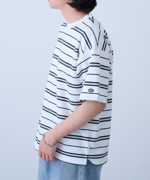 DISCUS(ディスカス)の「【DISCUS】吸汗速乾ボーダーTシャツ イージーケア/ダンボール生地 COOLMAX 6273-8105 MNY(Tシャツ/カットソー・メンズ・ダークグリーン/ホワイト/ベージュ/ホワイト系1・XL/L/M)」の8枚目の写真