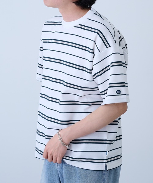 DISCUS(ディスカス)の「【DISCUS】吸汗速乾ボーダーTシャツ イージーケア/ダンボール生地 COOLMAX 6273-8105 MNY(Tシャツ/カットソー・メンズ・ダークグリーン/ホワイト/ベージュ/ホワイト系1・XL/L/M)」の6枚目の写真