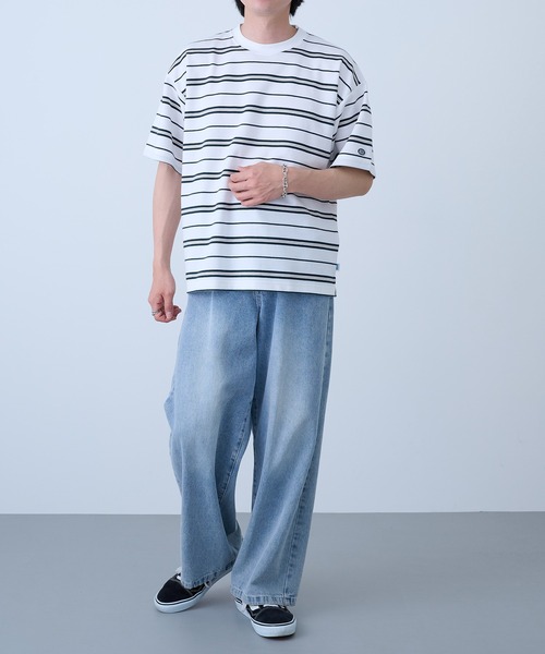DISCUS(ディスカス)の「【DISCUS】吸汗速乾ボーダーTシャツ イージーケア/ダンボール生地 COOLMAX 6273-8105 MNY(Tシャツ/カットソー・メンズ・ダークグリーン/ホワイト/ベージュ/ホワイト系1・XL/L/M)」の11枚目の写真