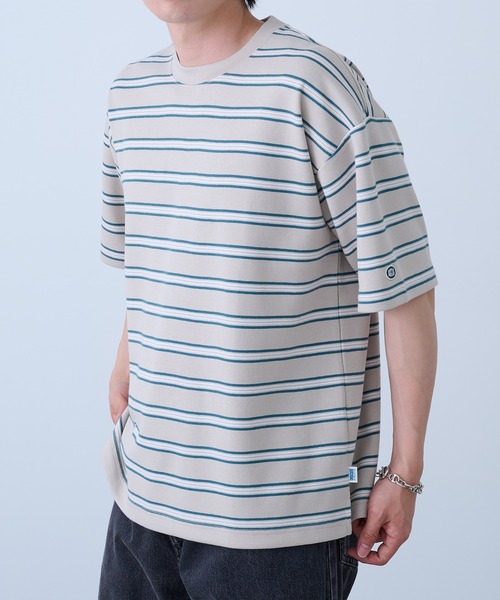 DISCUS(ディスカス)の「【DISCUS】吸汗速乾ボーダーTシャツ イージーケア/ダンボール生地 COOLMAX 6273-8105 MNY(Tシャツ/カットソー・メンズ・ダークグリーン/ホワイト/ベージュ/ホワイト系1・XL/L/M)」の22枚目の写真