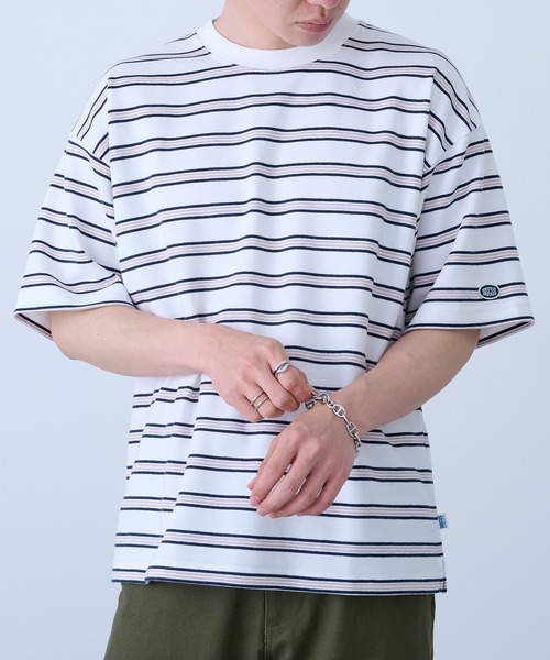 DISCUS(ディスカス)の「【DISCUS】吸汗速乾ボーダーTシャツ イージーケア/ダンボール生地 COOLMAX 6273-8105 MNY(Tシャツ/カットソー・メンズ・ダークグリーン/ホワイト/ベージュ/ホワイト系1・XL/L/M)」の14枚目の写真