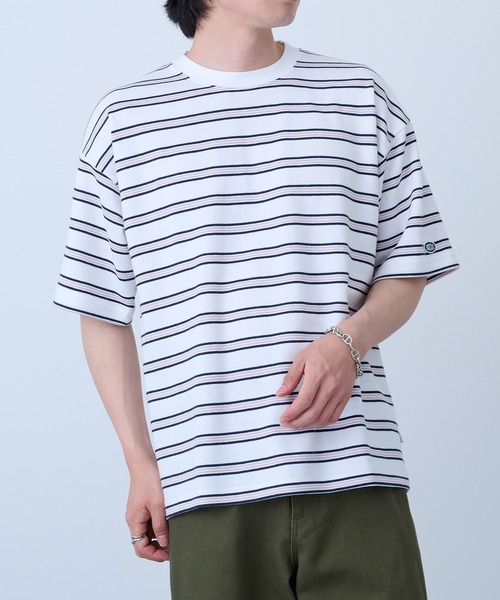 DISCUS(ディスカス)の「【DISCUS】吸汗速乾ボーダーTシャツ イージーケア/ダンボール生地 COOLMAX 6273-8105 MNY(Tシャツ/カットソー・メンズ・ダークグリーン/ホワイト/ベージュ/ホワイト系1・XL/L/M)」の15枚目の写真