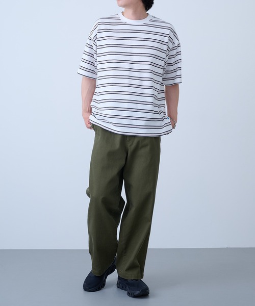 DISCUS(ディスカス)の「【DISCUS】吸汗速乾ボーダーTシャツ イージーケア/ダンボール生地 COOLMAX 6273-8105 MNY(Tシャツ/カットソー・メンズ・ダークグリーン/ホワイト/ベージュ/ホワイト系1・XL/L/M)」の18枚目の写真