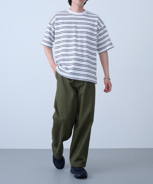 DISCUS(ディスカス)の「【DISCUS】吸汗速乾ボーダーTシャツ イージーケア/ダンボール生地 COOLMAX 6273-8105 MNY(Tシャツ/カットソー・メンズ・ダークグリーン/ホワイト/ベージュ/ホワイト系1・XL/L/M)」の19枚目の写真