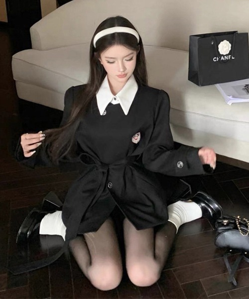 gossip!ロサンゼルス(ゴシップロサンゼルス)の「Y2K リボンミドルコートアンサンブル パンツ(セットアップ・レディース・ブラック・M/L)」の7枚目の写真