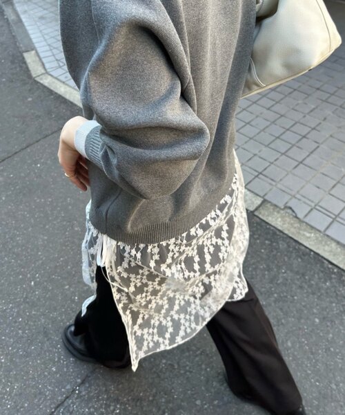 FRIPIER（フリピエ）の「《FRIPIER》レースコンビニット（ニット/セーター・レディース・ダークグレー・FREE）」の10枚目の写真