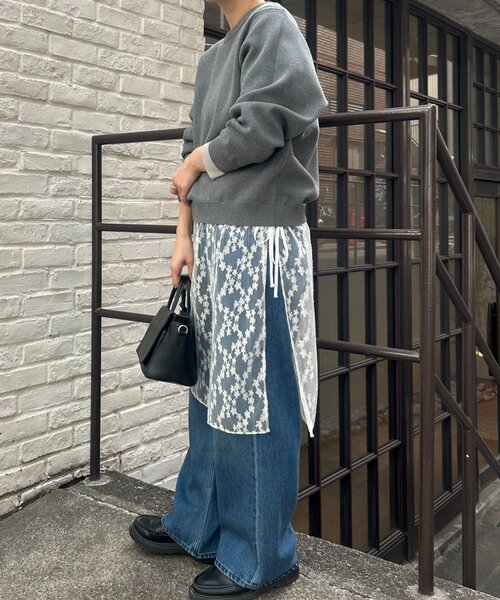 FRIPIER（フリピエ）の「《FRIPIER》レースコンビニット（ニット/セーター・レディース・ダークグレー・FREE）」の14枚目の写真