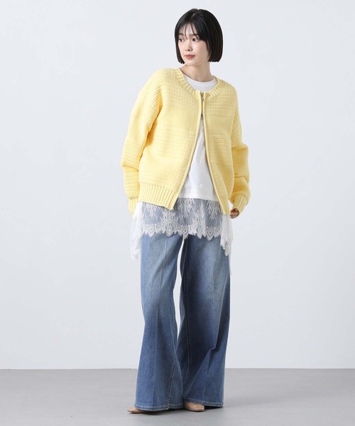 Gready Brilliant(グレディブリリアン)の「タック編みZIP2WAYニット(ニット/セーター・レディース・イエロー/オフホワイト・FREE)」の9枚目の写真