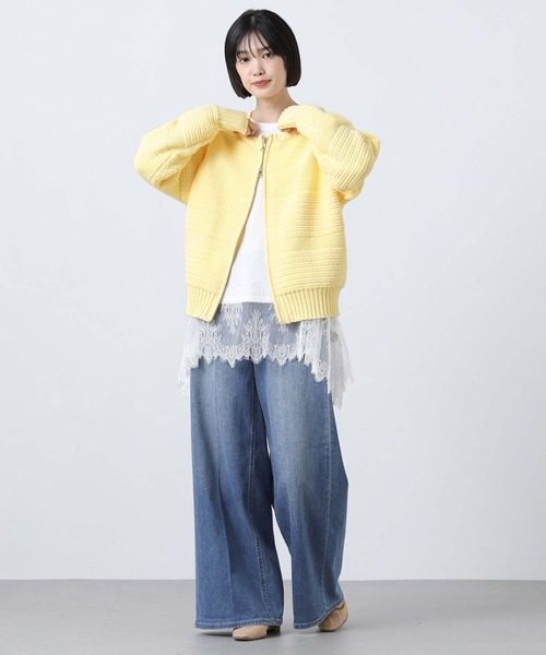Gready Brilliant(グレディブリリアン)の「タック編みZIP2WAYニット(ニット/セーター・レディース・イエロー/オフホワイト・FREE)」の12枚目の写真