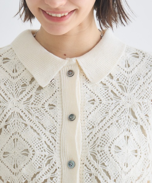 KATHARINE ROSS（キャサリンロス）の「【KATHARINE ROSS】ポロ衿レースカーデ（カーディガン/ボレロ・レディース・オフホワイト/ブラック・FREE）」の16枚目の写真
