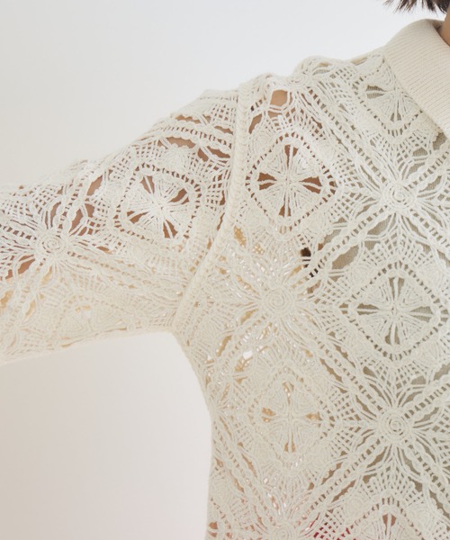 KATHARINE ROSS（キャサリンロス）の「【KATHARINE ROSS】ポロ衿レースカーデ（カーディガン/ボレロ・レディース・オフホワイト/ブラック・FREE）」の17枚目の写真
