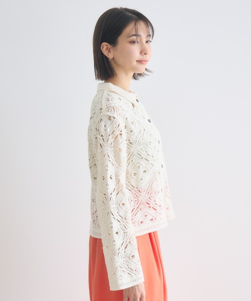 KATHARINE ROSS（キャサリンロス）の「【KATHARINE ROSS】ポロ衿レースカーデ（カーディガン/ボレロ・レディース・オフホワイト/ブラック・FREE）」の14枚目の写真