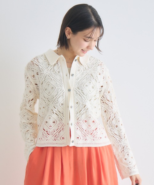 KATHARINE ROSS（キャサリンロス）の「【KATHARINE ROSS】ポロ衿レースカーデ（カーディガン/ボレロ・レディース・オフホワイト/ブラック・FREE）」の12枚目の写真