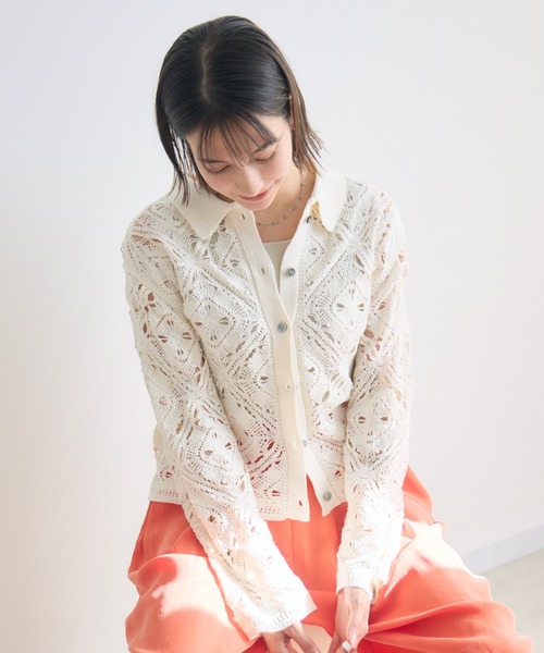 KATHARINE ROSS（キャサリンロス）の「【KATHARINE ROSS】ポロ衿レースカーデ（カーディガン/ボレロ・レディース・オフホワイト/ブラック・FREE）」の11枚目の写真