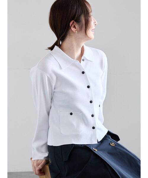 Te chichi（テチチ）の「総針衿付きジャケットカーディガン（カーディガン/ボレロ・レディース・ネイビー/ピンク/オフホワイト・F）」の16枚目の写真