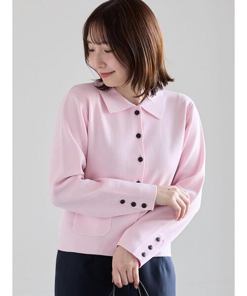 Te chichi（テチチ）の「総針衿付きジャケットカーディガン（カーディガン/ボレロ・レディース・ネイビー/ピンク/オフホワイト・F）」の9枚目の写真