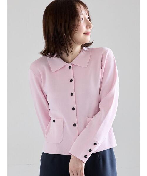 Te chichi（テチチ）の「総針衿付きジャケットカーディガン（カーディガン/ボレロ・レディース・ネイビー/ピンク/オフホワイト・F）」の10枚目の写真