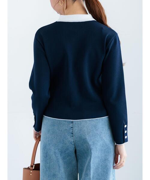 Te chichi（テチチ）の「総針衿付きジャケットカーディガン（カーディガン/ボレロ・レディース・ネイビー/ピンク/オフホワイト・F）」の14枚目の写真