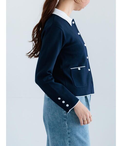 Te chichi（テチチ）の「総針衿付きジャケットカーディガン（カーディガン/ボレロ・レディース・ネイビー/ピンク/オフホワイト・F）」の17枚目の写真