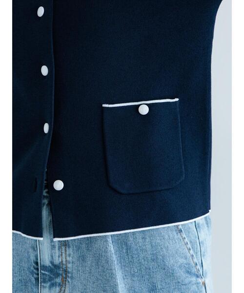 Te chichi（テチチ）の「総針衿付きジャケットカーディガン（カーディガン/ボレロ・レディース・ネイビー/ピンク/オフホワイト・F）」の20枚目の写真