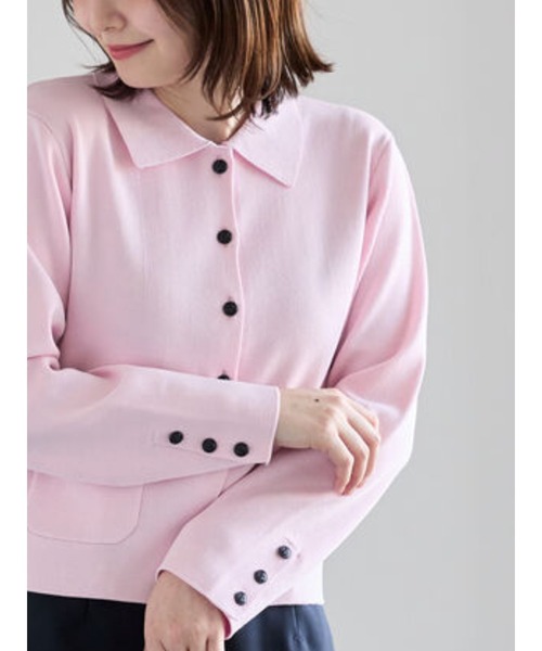 Te chichi(テチチ)の「総針衿付きジャケットカーディガン《2026 spring catalog item》(カーディガン/ボレロ・レディース・ネイビー/ピンク/オフホワイト・F)」の3枚目の写真