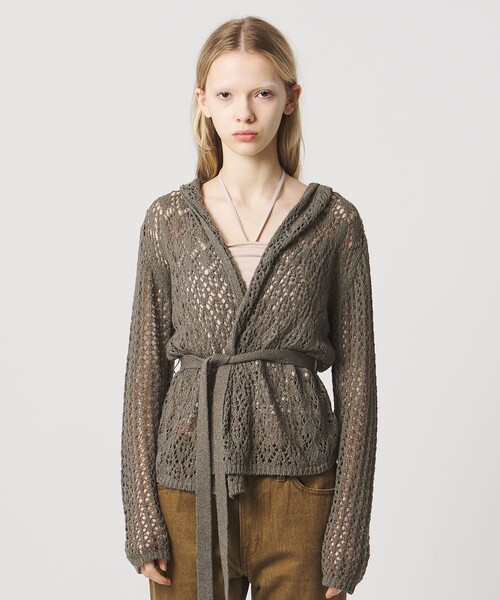 ATTISESSION(アティセッション)の「<ATTISESSION>フーディー ニット カーディガン(カーディガン/ボレロ・レディース・ブラック/オリーブ・FREE)」の1枚目の写真