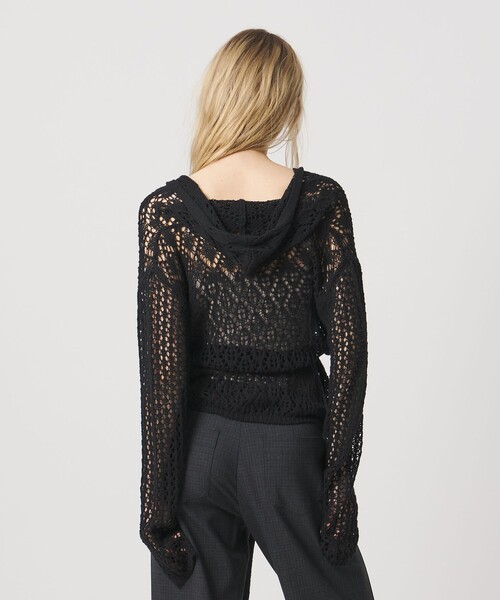 ATTISESSION(アティセッション)の「<ATTISESSION>フーディー ニット カーディガン(カーディガン/ボレロ・レディース・ブラック/オリーブ・FREE)」の4枚目の写真