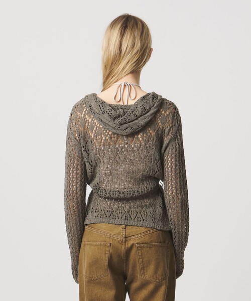 ATTISESSION(アティセッション)の「<ATTISESSION>フーディー ニット カーディガン(カーディガン/ボレロ・レディース・ブラック/オリーブ・FREE)」の10枚目の写真