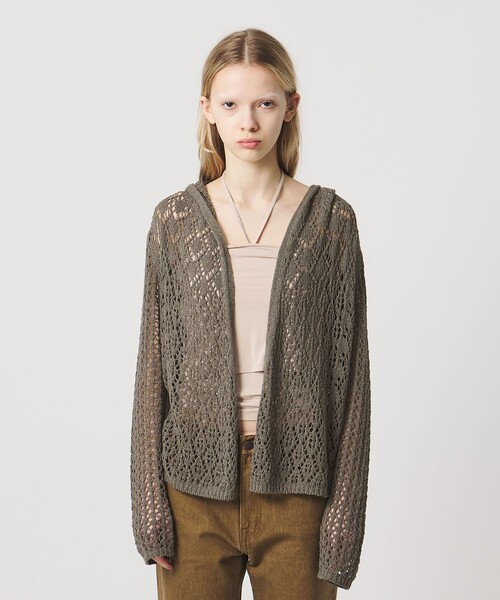 ATTISESSION(アティセッション)の「<ATTISESSION>フーディー ニット カーディガン(カーディガン/ボレロ・レディース・ブラック/オリーブ・FREE)」の15枚目の写真