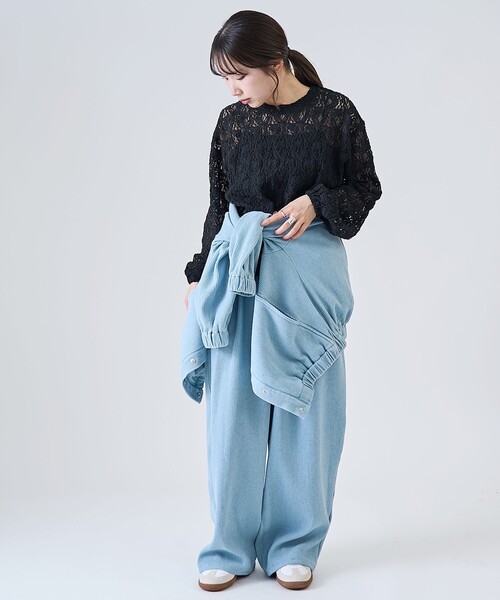 RONEL（ロネル）の「【RONEL】ジャージーレースプルオーバー（Tシャツ/カットソー・レディース・オフホワイト/ブラック・FREE）」の22枚目の写真