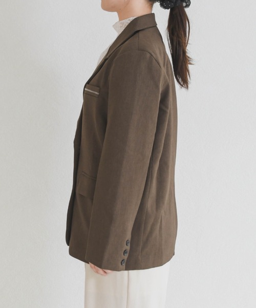 MISCH MASCH（ミッシュマッシュ）の「2026春夏新作 WEB限定 ソフトダブルテーラードジャケット（テーラードジャケット・レディース・モカ/グレー・ﾌﾘ-）」の3枚目の写真