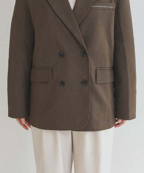 MISCH MASCH（ミッシュマッシュ）の「2026春夏新作 WEB限定 ソフトダブルテーラードジャケット（テーラードジャケット・レディース・モカ/グレー・ﾌﾘ-）」の7枚目の写真