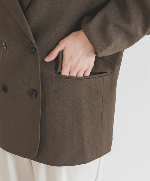 MISCH MASCH（ミッシュマッシュ）の「2026春夏新作 WEB限定 ソフトダブルテーラードジャケット（テーラードジャケット・レディース・モカ/グレー・ﾌﾘ-）」の8枚目の写真