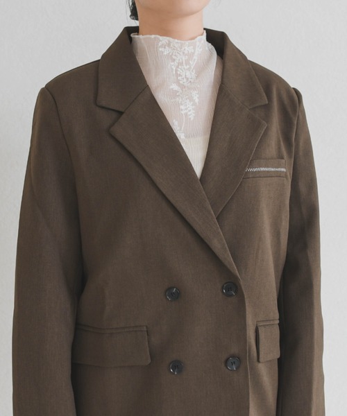 MISCH MASCH（ミッシュマッシュ）の「2026春夏新作 WEB限定 ソフトダブルテーラードジャケット（テーラードジャケット・レディース・モカ/グレー・ﾌﾘ-）」の5枚目の写真