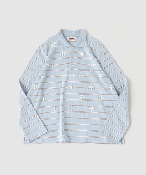 DAIRIKU(ダイリク)の「DAIRIKU / ダイリク "Benjamin"Button Border Skipper(ポロシャツ・メンズ・ブルー系その他・LARGE/MEDIUM)」の1枚目の写真