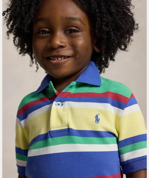 POLO RALPH LAUREN CHILDRENSWEAR（ポロ ラルフ ローレン チルドレンズウェア）の「ストライプド コットン メッシュ ポロシャツ（ポロシャツ・キッズ・ブルー・7/3）」の4枚目の写真