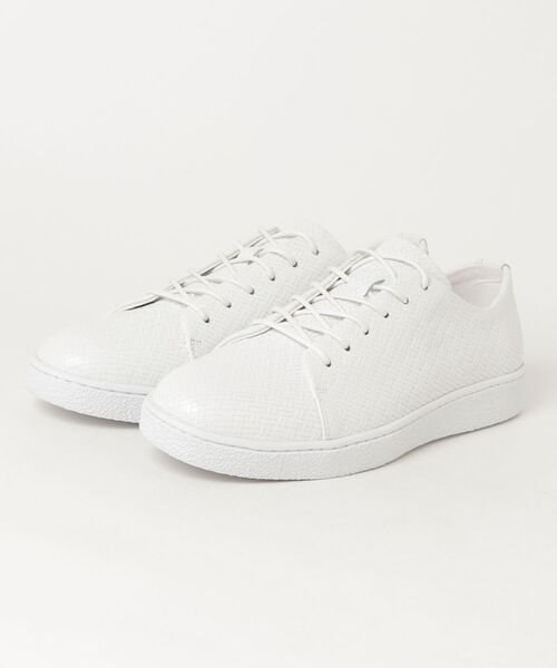 HIGH STREET（ハイストリート）の「ＨＩＧＨ　ＳＴＲＥＥＴ∴ブリック・ウィーブ型押しドレススニーカー（スリッポン・メンズ・ブラック/オフホワイト・M/L）」の2枚目の写真