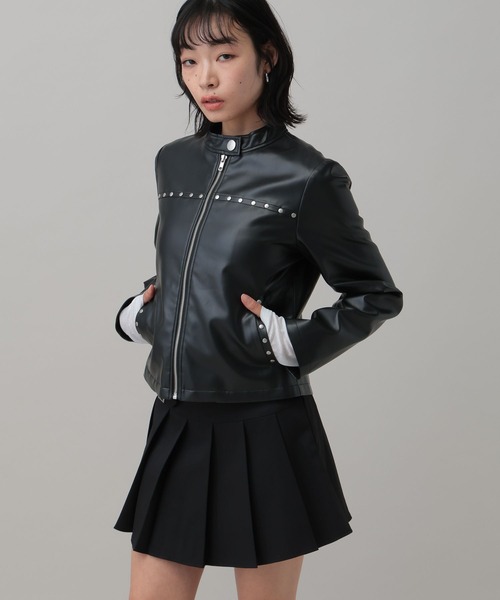 3.3 Field Trip （3.3フィールドトリップ）の「3.3 Field Trip／フェイクレザーリベットスリーブジャケット（ブルゾン・レディース・ブラック・FREE）」の20枚目の写真