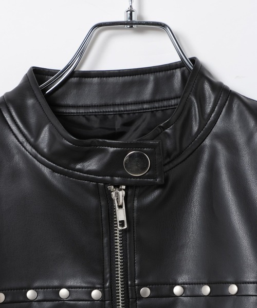3.3 Field Trip （3.3フィールドトリップ）の「3.3 Field Trip／フェイクレザーリベットスリーブジャケット（ブルゾン・レディース・ブラック・FREE）」の14枚目の写真