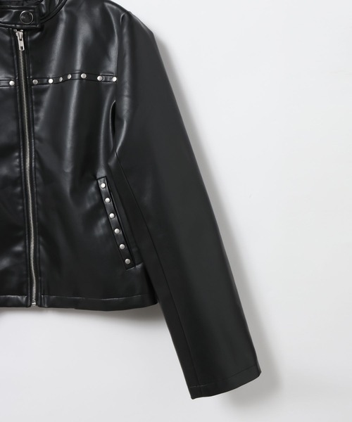 3.3 Field Trip （3.3フィールドトリップ）の「3.3 Field Trip／フェイクレザーリベットスリーブジャケット（ブルゾン・レディース・ブラック・FREE）」の8枚目の写真