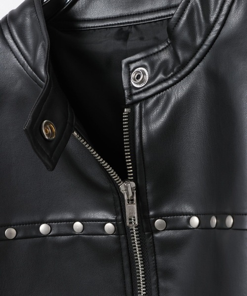 3.3 Field Trip （3.3フィールドトリップ）の「3.3 Field Trip／フェイクレザーリベットスリーブジャケット（ブルゾン・レディース・ブラック・FREE）」の9枚目の写真