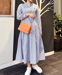 LACOSTE（ラコステ）の「バンドカラーロングシャツドレス   ストライプシャツワンピース（シャツワンピース）」
