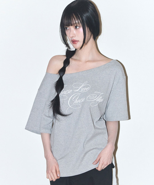 ILLIGO（イリゴ）の「シアーリボンオフショルダートップメランジ（Tシャツ/カットソー・レディース・その他・OS）」の2枚目の写真