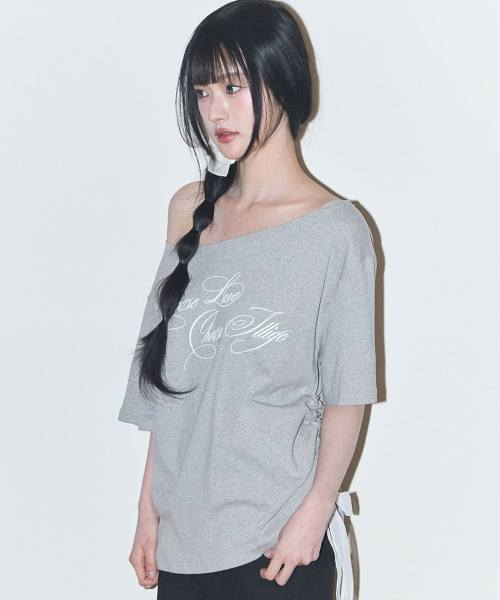 ILLIGO（イリゴ）の「シアーリボンオフショルダートップメランジ（Tシャツ/カットソー・レディース・その他・OS）」の3枚目の写真