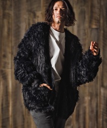 mcg3773-Feather yarn Button less cardigan カーディガン(17-105-gla-ce)